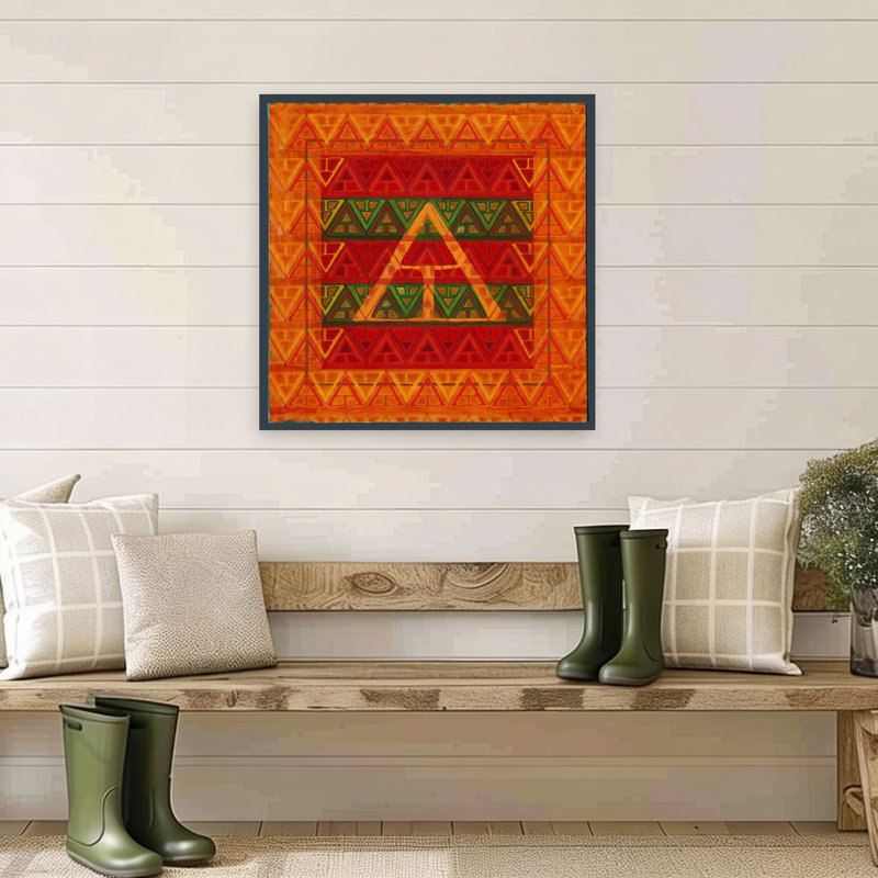 Motif tribal géométrique abstrait contemporain, art mural d'hiver, 32" H x 32" W
