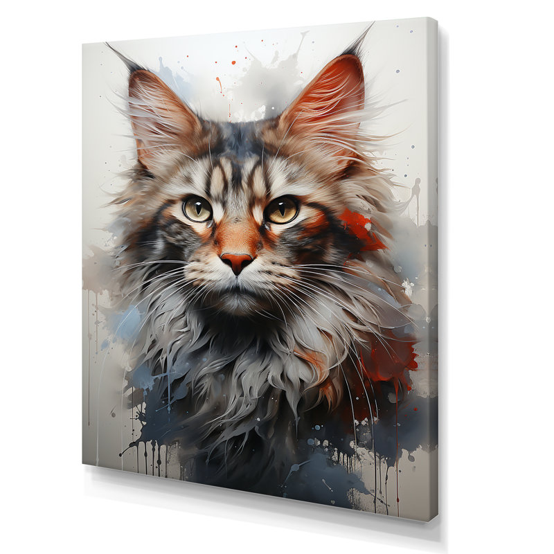 Maine Coon Majesty Cat I - chat, art mural sur toile, H 44 po x l 34 po, Toile tendue