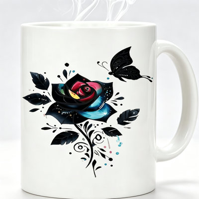 1pc Ceramic Coffee Mug Vintage Floral Pattern "Women" for Spring Summer Office Home & Gifts.