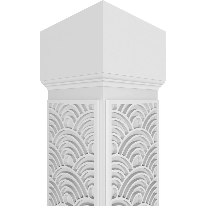 Craftsman Classic Square Non-Tapered Art Deco Fretwork Column, 96" H x 7.625" W x 7.625" D