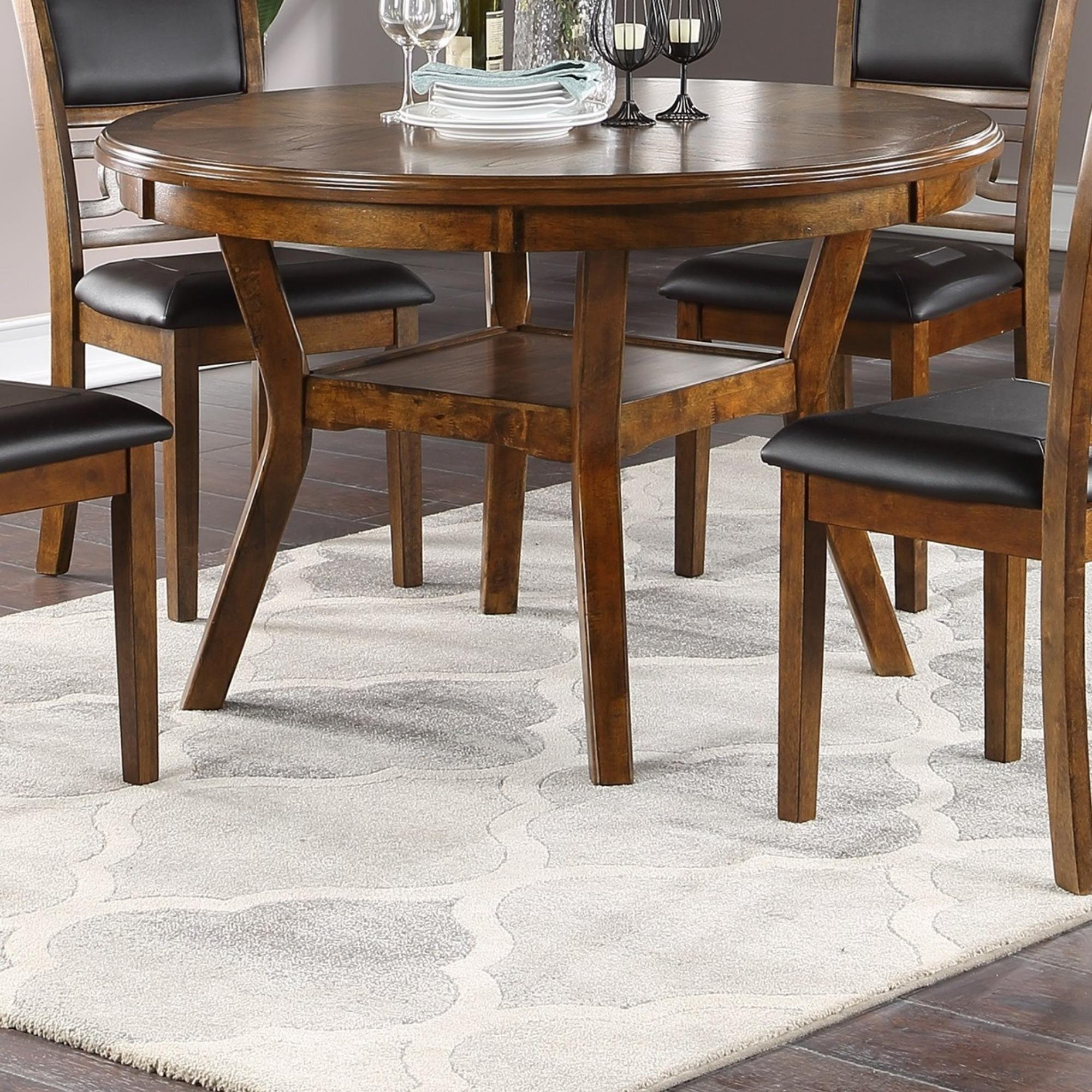 Lark Manor Table ronde en bois d'hévéa noyer et bois aggloméré ...