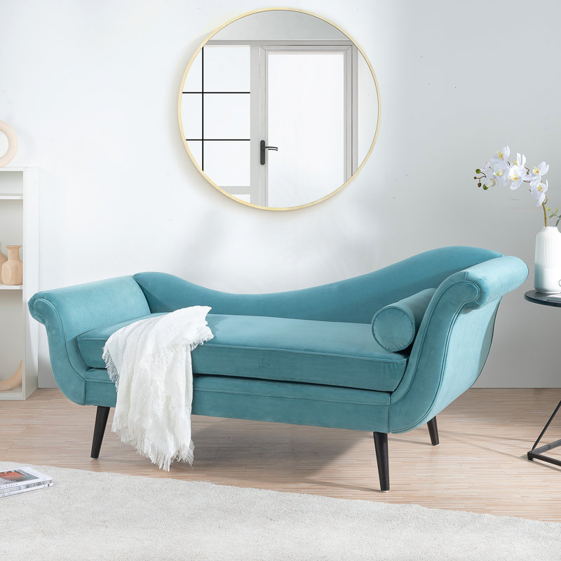 Chaise longue avec accoudoirs à volutes, Vert