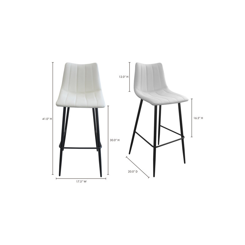 Finnigan Counter & Bar Stool, Counter Stool (26" Seat Height), Ivory/Faux Leather