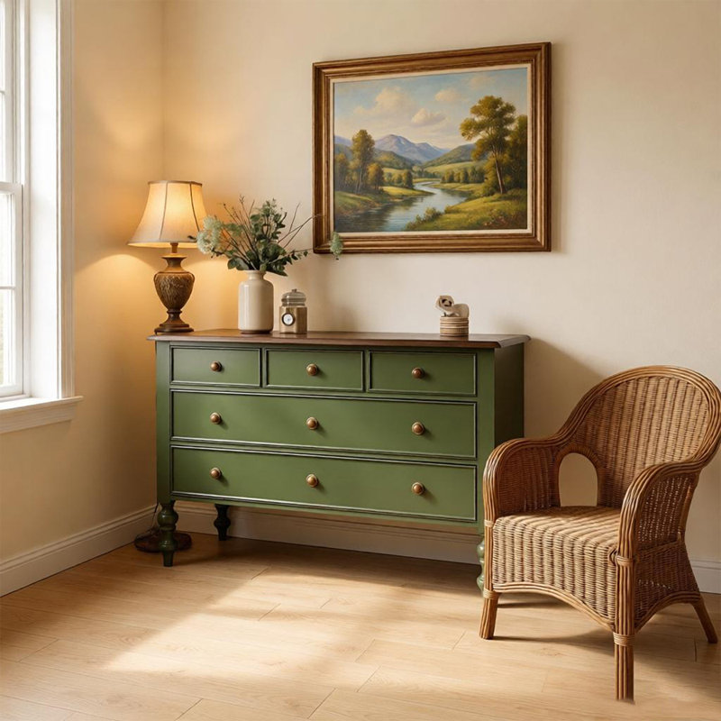 Commode verte vintage française