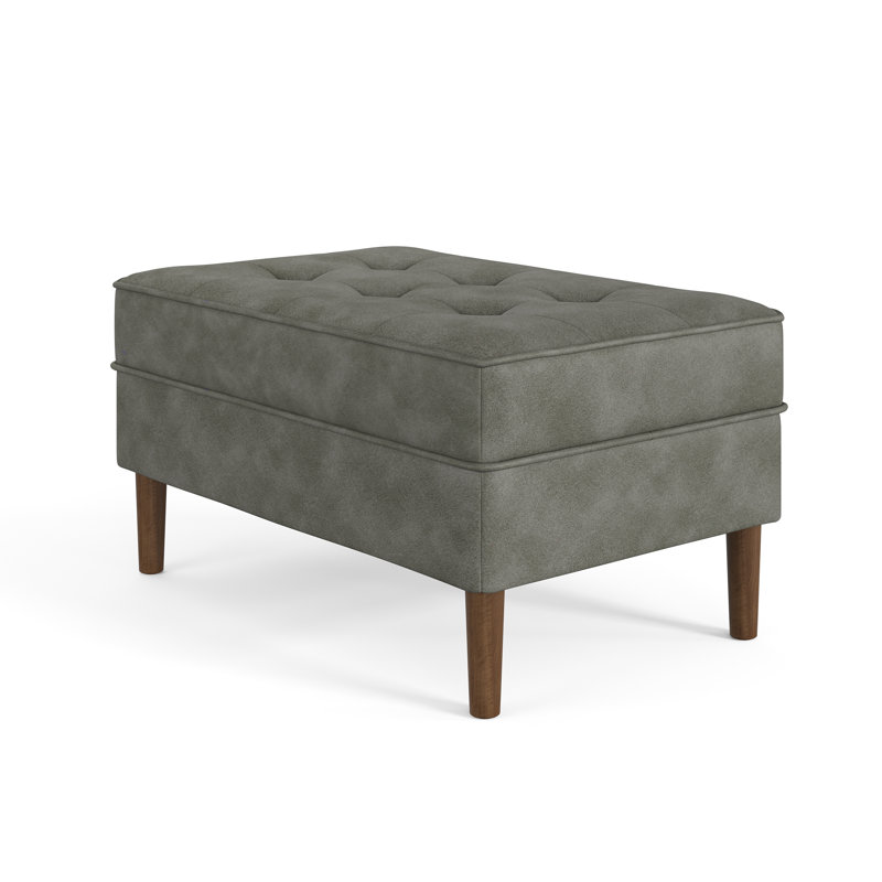 Victor Vegan Leather Ottoman, Slate Grey Vegan Leather
