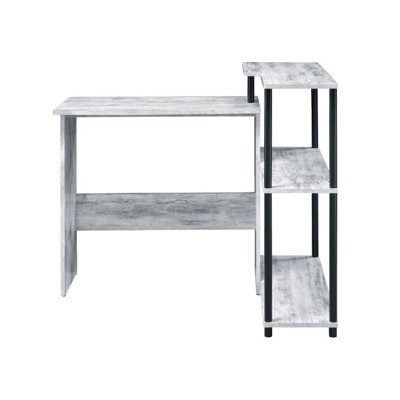 Rectangular Writing Desk With Side Shelf - Antique White And Black Home Office Table | Gift Idea
