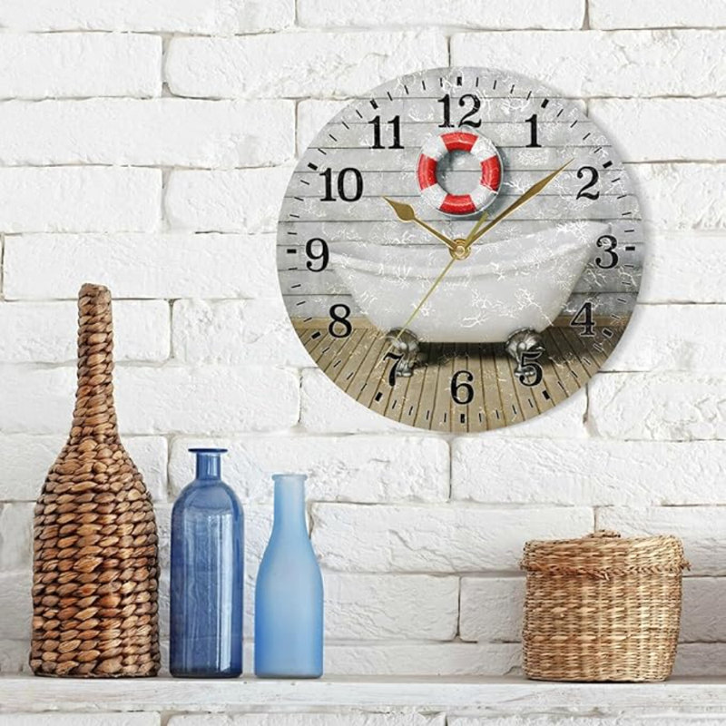 Horloge murale silencieuse pour salle de bain JUNZAN
