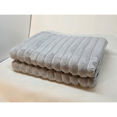  Ribbonette à nervures ondulées à rayures, 100% coton 700 g / m² Zero Twist super épais en coton moelleux super ultra doux et très absorbant et à séchage rapide