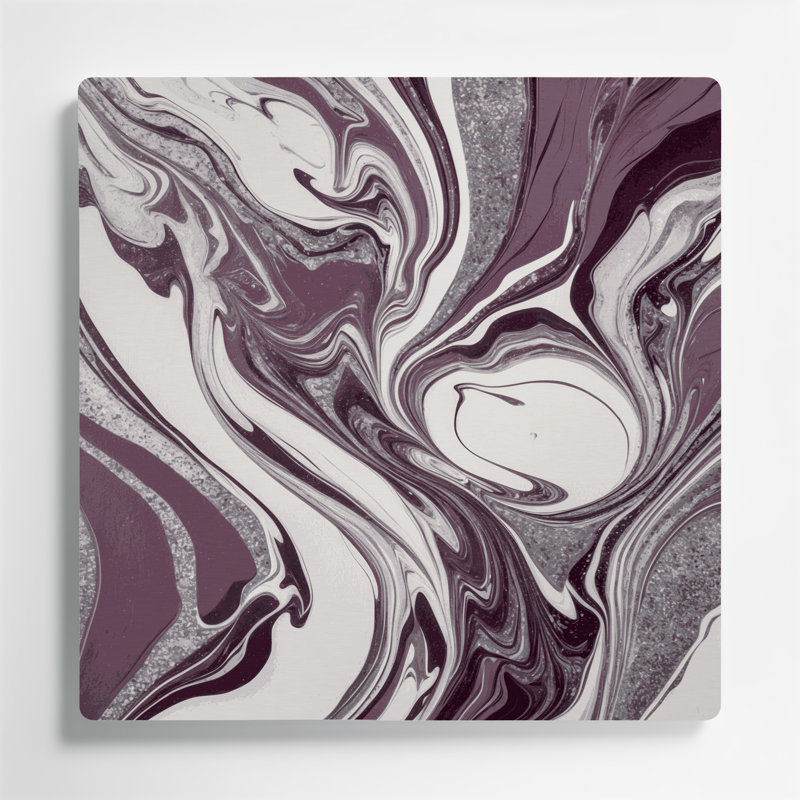 Abstrait art fluide 94, art mural en métal brun, H 8 po x l 8 po