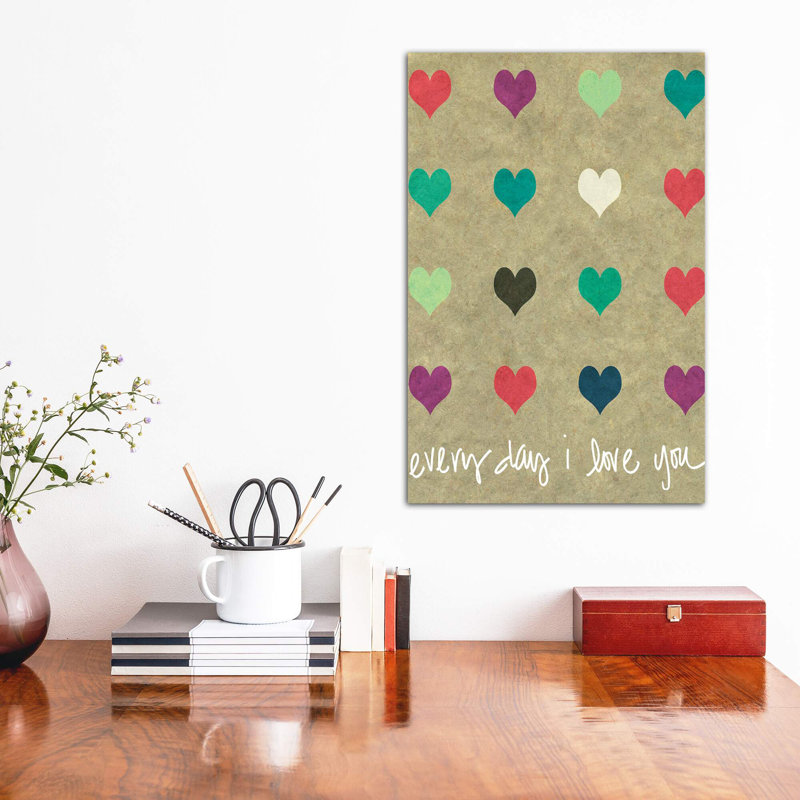 «Everyday Love» par Shelley Lake - impression d'art graphique, H 60 po x l 40po x P 1,5 po, Toile tendue, Pas de tapis
