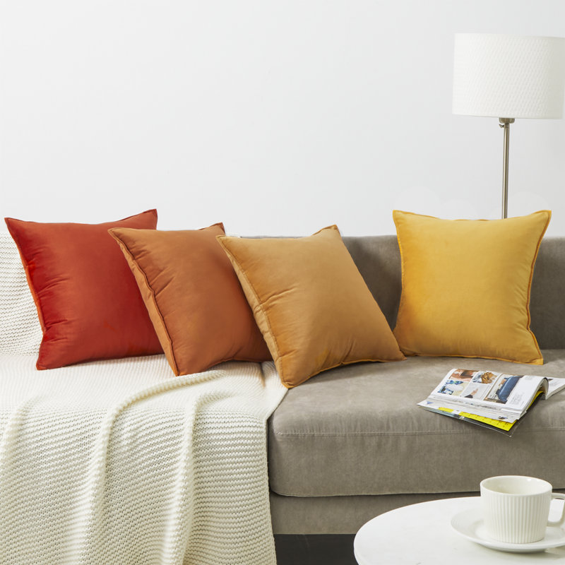 Velvet Reversible Pillow Cover, Yellow, 18"H x 18"W