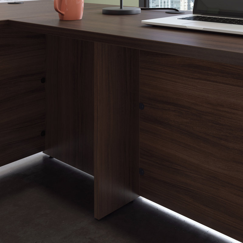 72" X 72" L-Desk Combo, Brown Finish