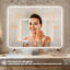 Miroir de salle de bain à DEL sans cadre à intensité variable et réglable-1016244713