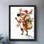 Noir rétro encadré noir de Noël, aquarelle drôle de cerf, impressions encadrées de style rétro-795916097