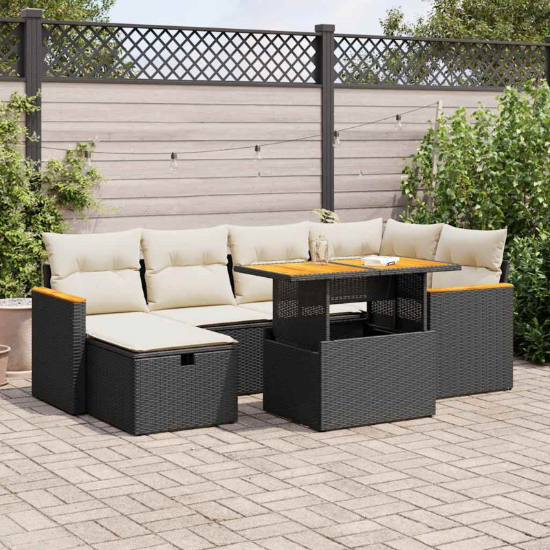 Vidaxl Garden Sofa Set Black And White