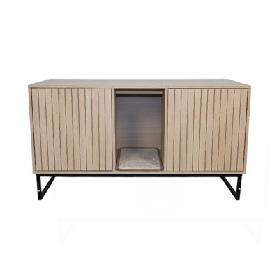 Maison de chat moderne en bois avec tapis à gratter - 47,64 po x 21,46 po x 25,98 po, 76,4 lb
