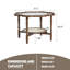 Table basse Mid-Century Petal avec tablette en rotin et verre craquelé