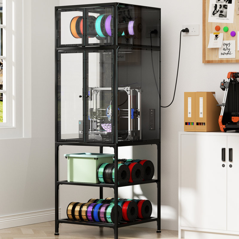 Armoire pour imprimante 3D avec fonction et réduction du bruit, support de rangement à double couche, barre à filament en forme de T pour l'organisation du bureau, conception, utilisation des filaments