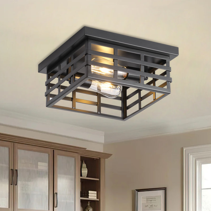 2-Lamp black dimmable iron ceiling light