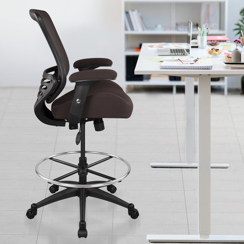 Kanisa Mesh Ergonomic Drafting Tall Office Chair for Standing Desk 400lbs, Brown, Black
