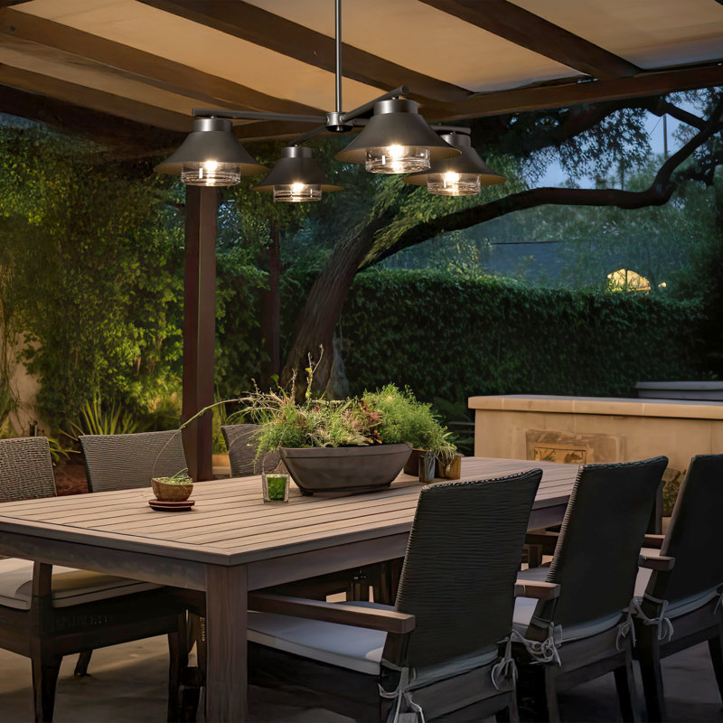 Luminaire suspendu d'extérieur 4 lumières Stowe, Fumée noire côtière