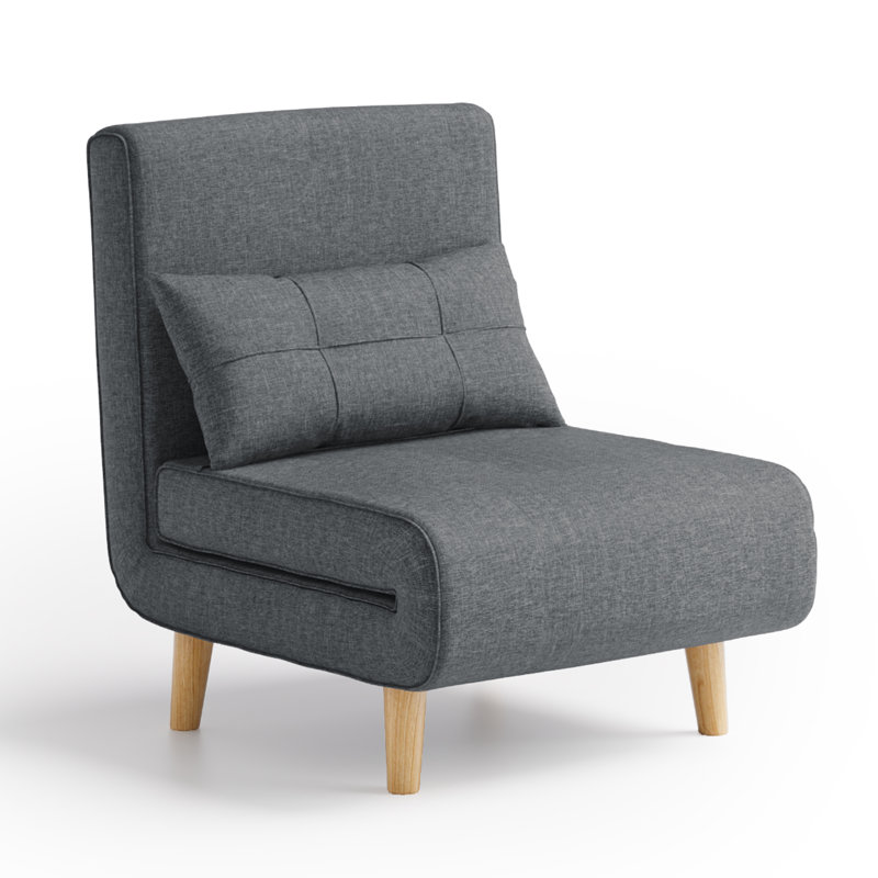 3-in-1 Convertible Upholstered Accent Chair with Cushion, Gray Linen Blend
