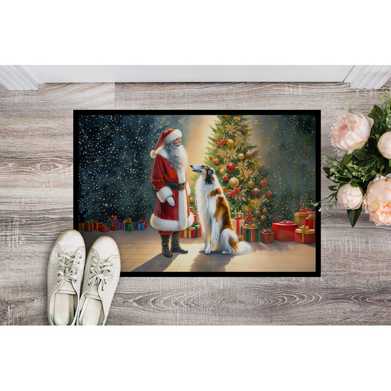 Paillasson Barzoï et le Père Noël, L 18 po x L 27 po
