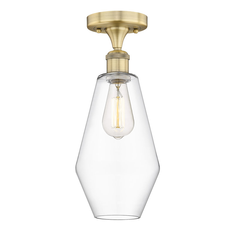 Amylea Glass Semi Flush Mount, Clear, Brushed Brass