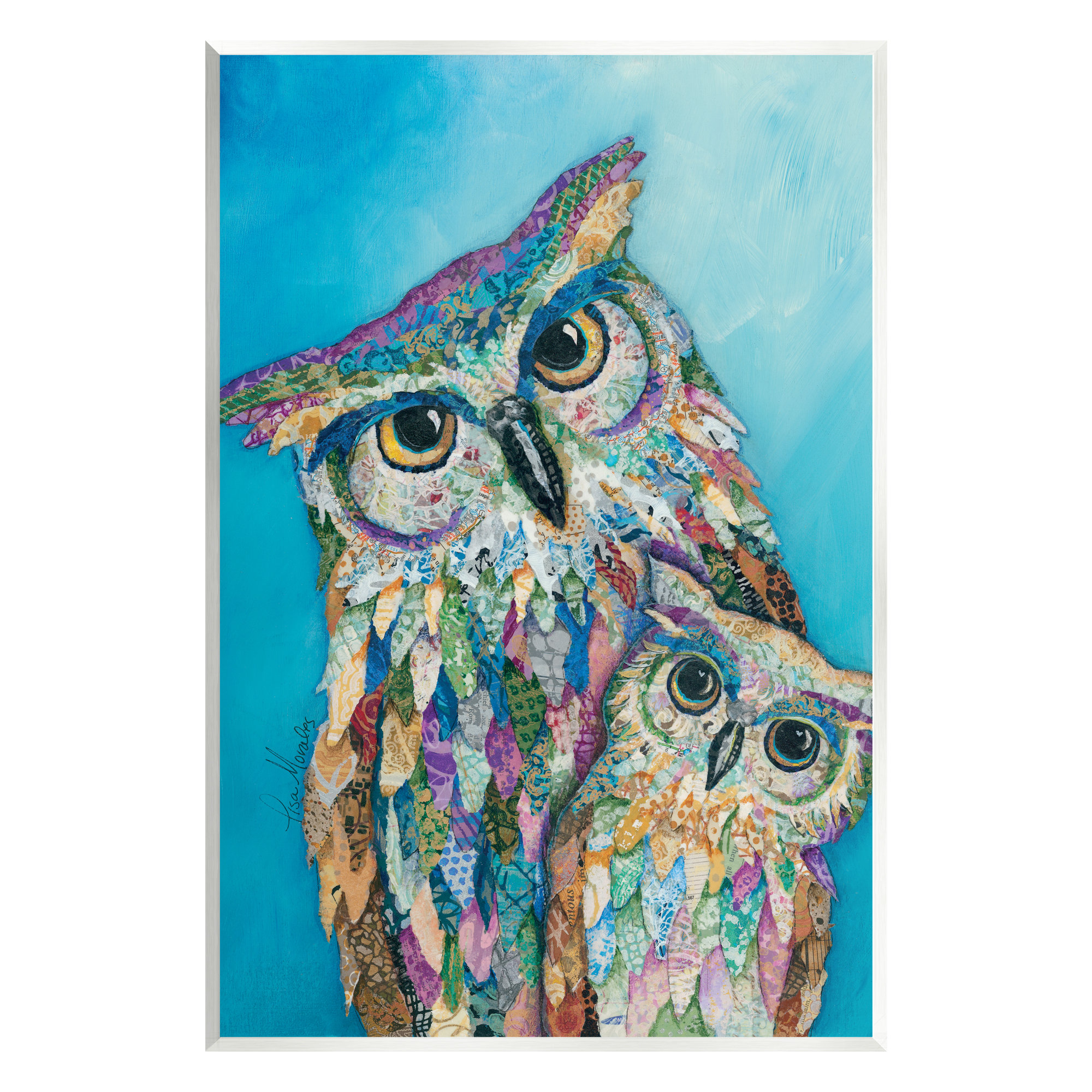 Stupell Industries Flying Wild Owl Acrylic Paint Paper Collage,12 x 12, Design by McKenna Ihde