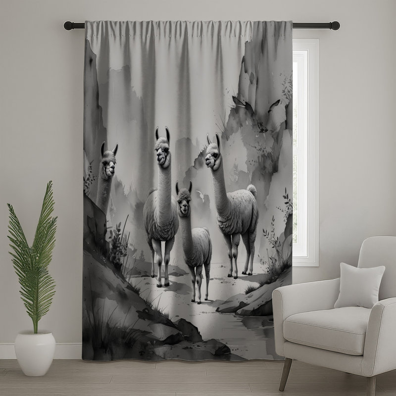 Rideaux de fenêtre noirs et blancs, lamas et voilages occultants - 1 panneau, 50 po x 80 po - 1 panneau, Transparent