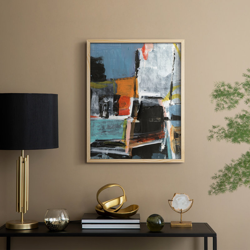 Erratic Marks I Framed Print - Solid Wood, Natural, 11" H x 9" W
