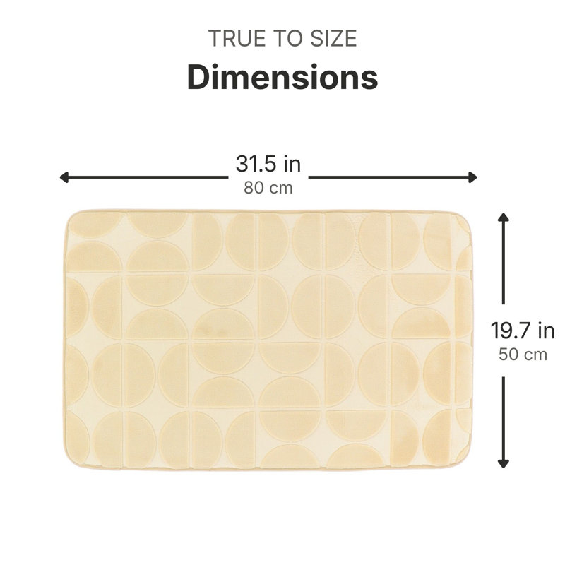 Tapis pour salle de bain en mousse viscoélastique Demi-Lune, Crème