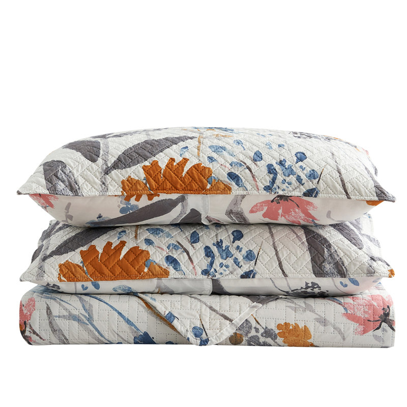 QSM0920210706 Garden Floral Quilt, King Quilt + 2 King Shams