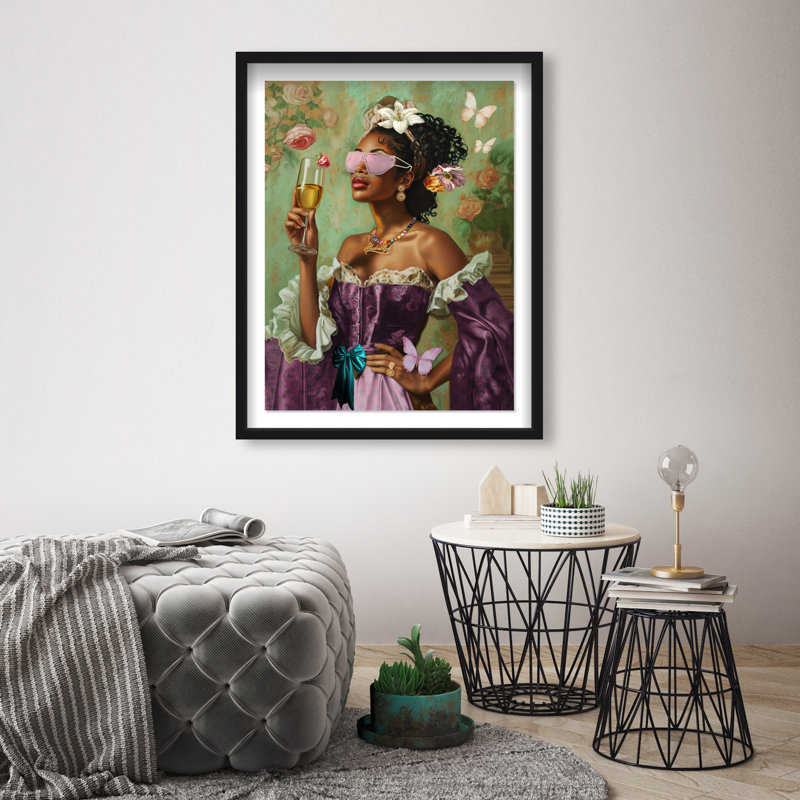 French Queen Elle Canvas Fashion Print by Oliver Gal, 46.5"H x 37.5"W, Natural Oak Frame