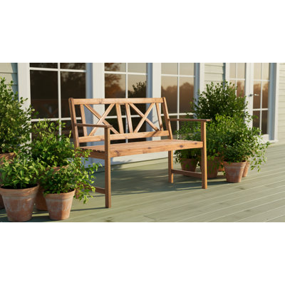 Wooden Garden Bench with X-Back by Gracie Oaks
