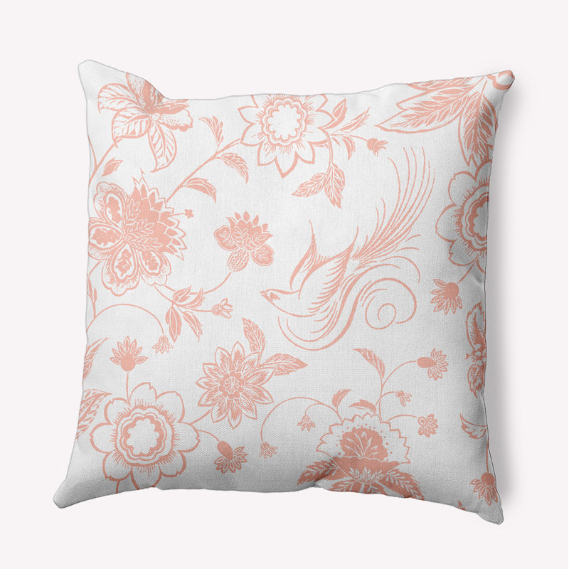 Floral Outdoor Reversible Throw Pillow, 16" x 16", Pink