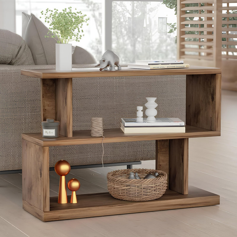 Carfi Larkin 35.4'' Modern Multi-Tier End Table, Brown
