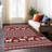 Machine Washable Indoor/Outdoor Christmas Reindeers Xhevrie Red Rug-29197118