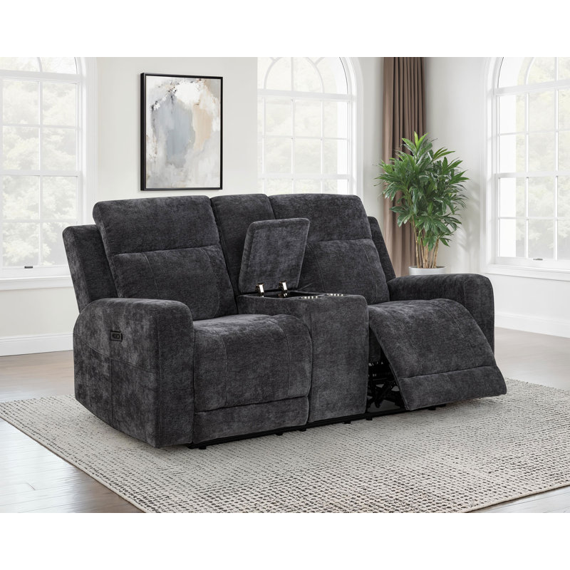 Causeuse inclinable électrique en chenille Kennett gris, Gray