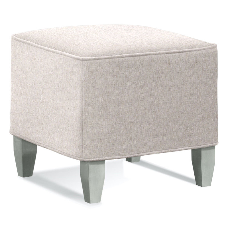 Brooklyn Square Ottoman, White Sugar Performance Polypropylene/Olefin, Nickel