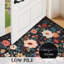Tapis pour vestibule - Noir - Floral / intérieur, lavable, antidérapant, bohème, petit, doux à poils courts, tapis de porte pour cuisine, chambre à coucher, buanderie, salle de bain