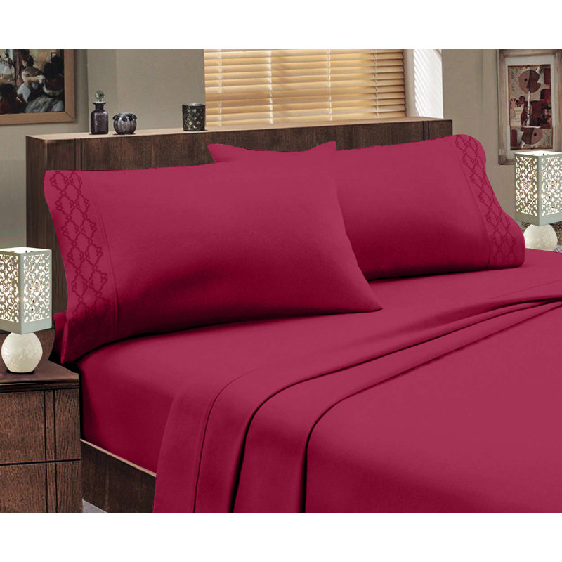 Chamberlain London Microfiber Sheet Set, King Sheet Set with Fitted Sheet and 1 Pillowcases, Burgundy
