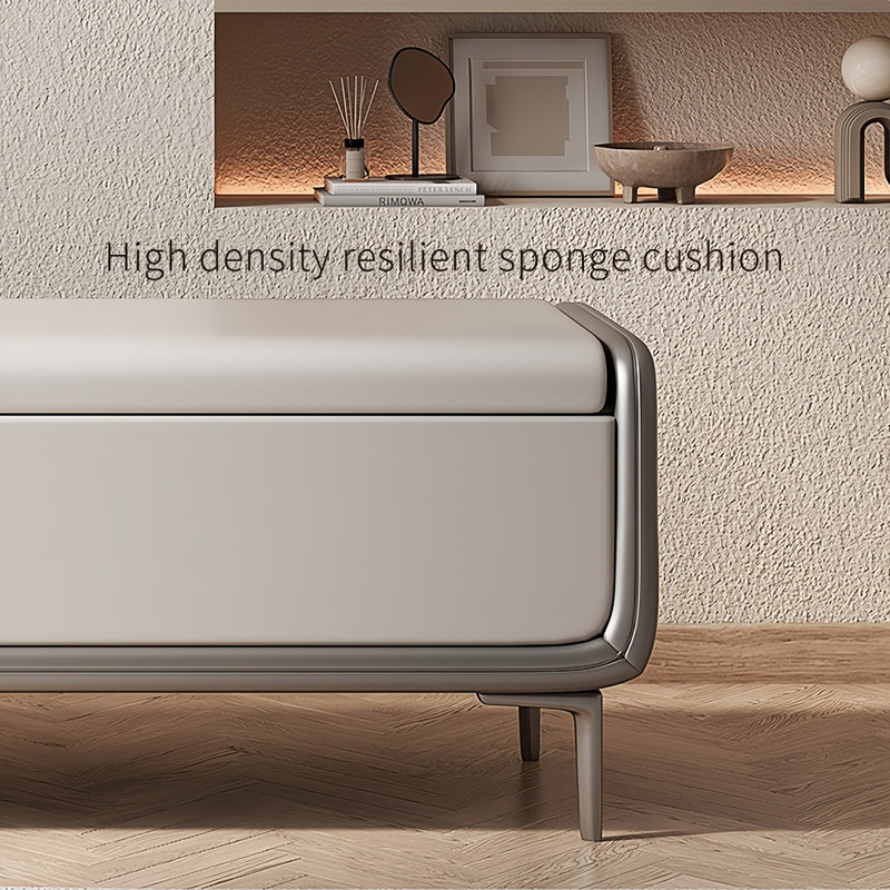 Kuganathan Leather Match Upholstered Storage Bench, Light Gray/Gray, 16.53" H x 59.05" W x 16.53" D
