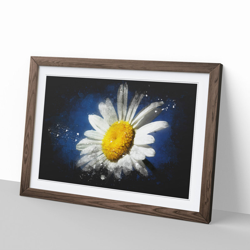 White Daisy Vol.5 - Picture Frame Graphic Art, 48cm H x 65cm W x 2cm D, Walnut Framed