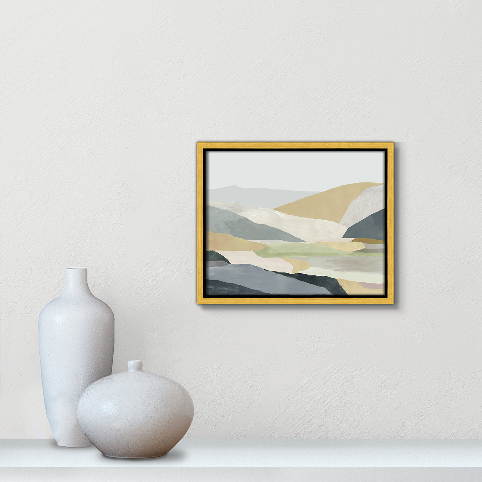 Warm Hills I - Picture Frame Painting Print on Canvas, Gold Canvas , 9.5" H x 11.5" W x 2" D