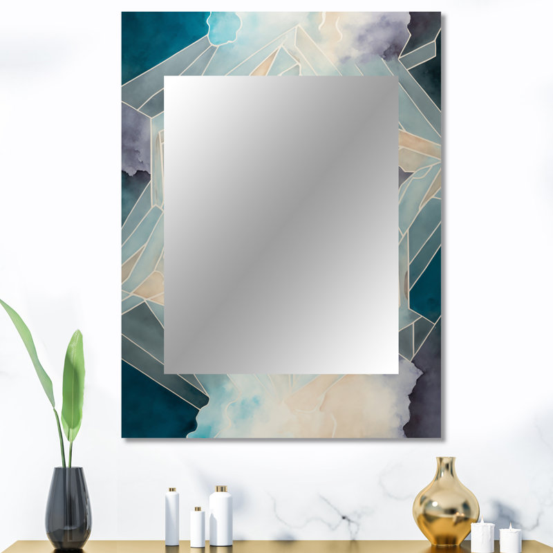 Fundamental Patterns Sacred Geometry VII - Geometric Decorative Mirror, Beige Large Wall Mirror, Printed Metal Art, 40" x 30"