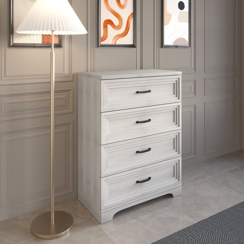 Commode 4 tiroirs, Gris clair