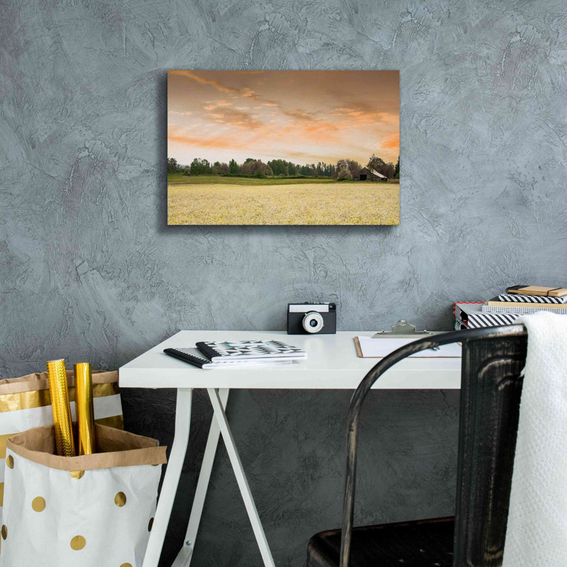 «Barn In The Field Of Spring Flowers» par Don Schwartz, estampe numérique sur toile, H 12 po x l 18 po x P 0,75 po