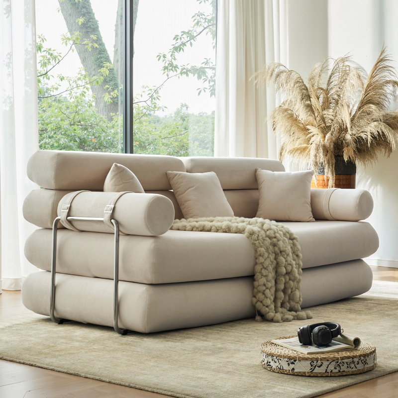 78.7" King Size Convertible Sleeper Sofa Bed With 3 Pillows,Retro Chenille Folding Mattress Couch, High Resilience Memory Foam Mattress Sofa Removable And Washable, Suitable For Small Space In Living Room, No Assembly Required