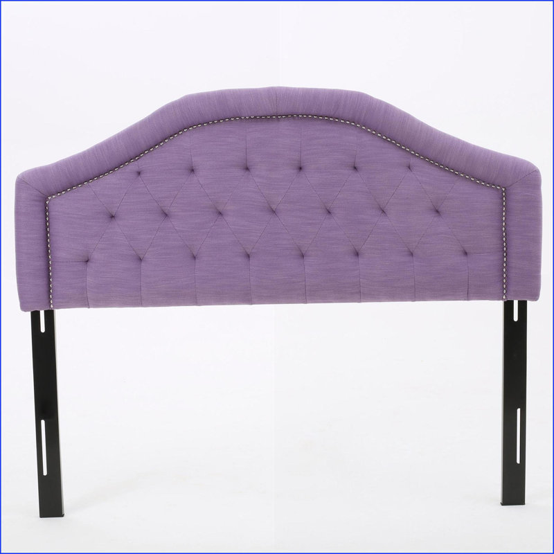 Full Size Upholstered Headboard – Camelback Design with Button Tufting, Nailhead Accents &amp; Adjustable Legs for Bedroom